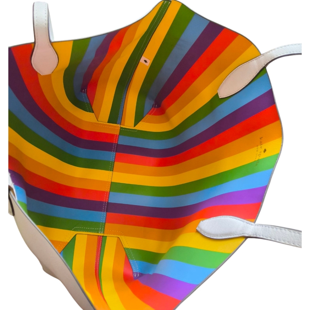 Kate Spade Rainbow Pride Collection Tote Bag - White and Multicolor. EUC. - Picture 8 of 12